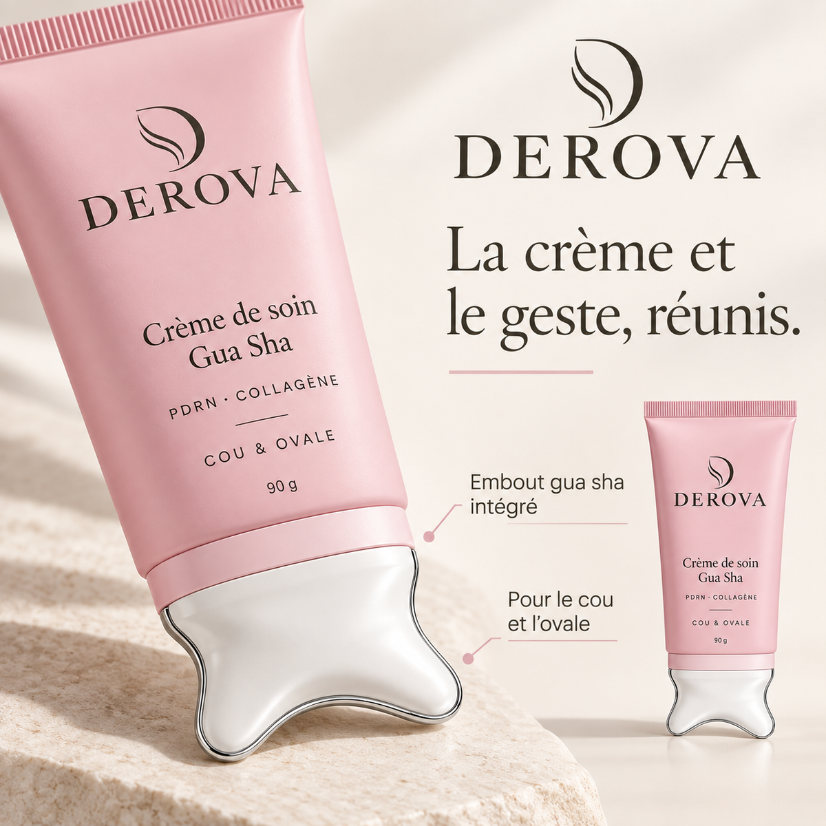 DEROVA — Crème cou & ovale avec embout gua sha