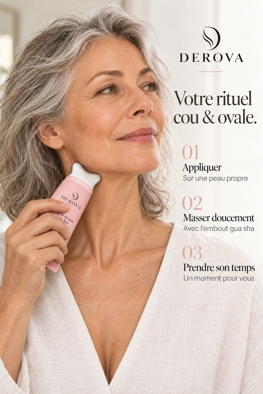 DEROVA — Crème cou & ovale avec embout gua sha
